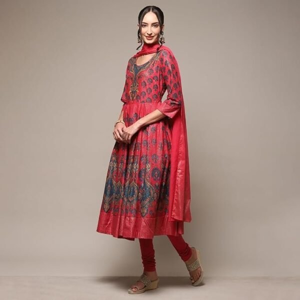 BIBA Women Cotton Anarkali Kurta Churidar Suit Set - Image 7