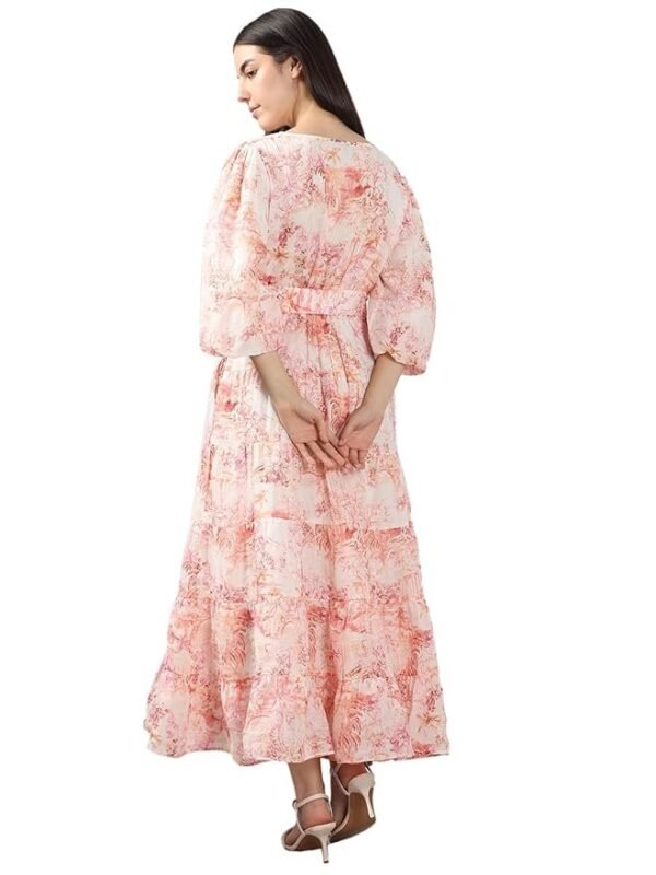 VERO MODA Floral Print Bishop Sleeve Layered Fit & Flare Maxi Dress - Image 4