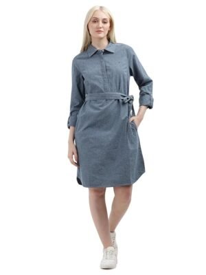 Tommy Hilfiger Women's Cotton Blend Shirt Below The Knee Casual Dress