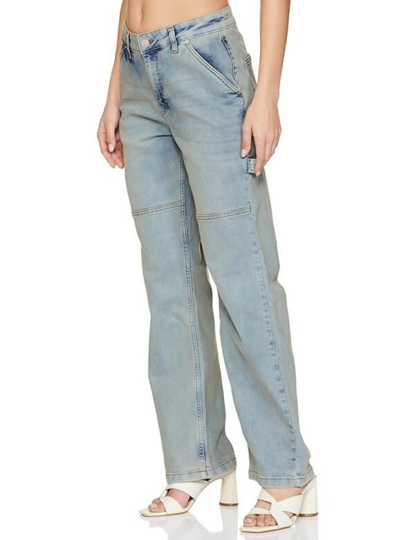 INKAST Regular Women's High Waist Full Length Cargo Loose Fit Jeans - Image 5