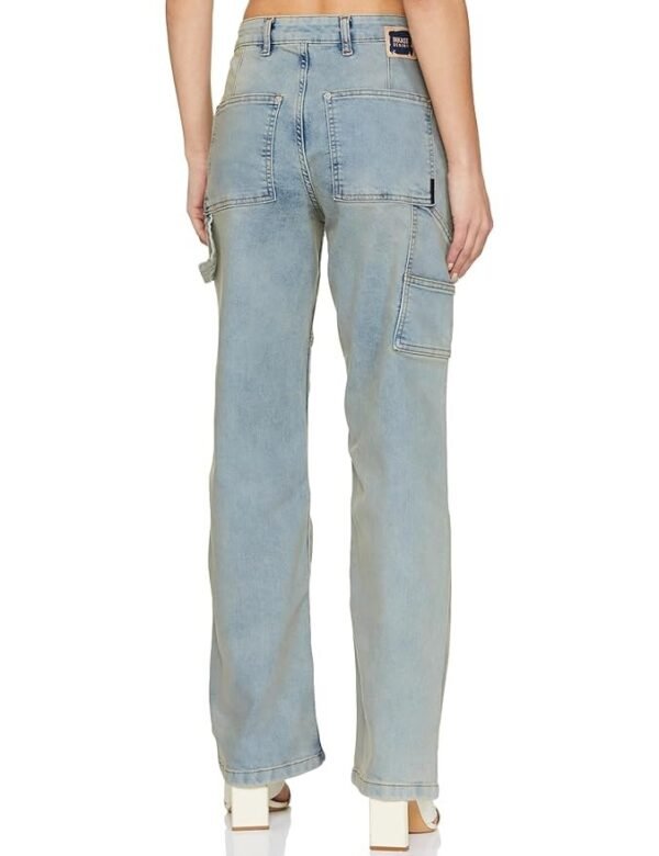 INKAST Regular Women's High Waist Full Length Cargo Loose Fit Jeans - Image 6