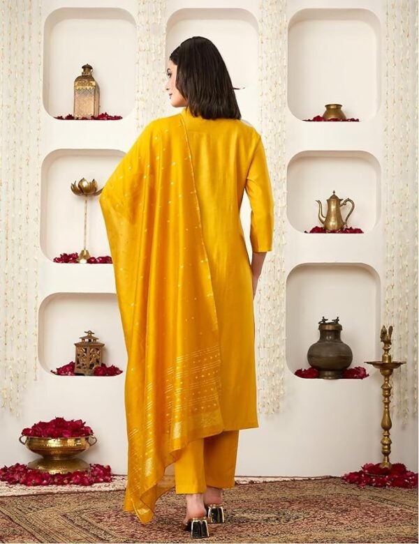 Women's Embroidered Kurta Pant Set with Dupatta - Image 6