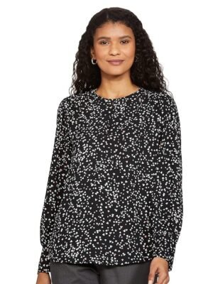 Marks & Spencer Womens Printed Polyester Round Neck Regular Fit Top